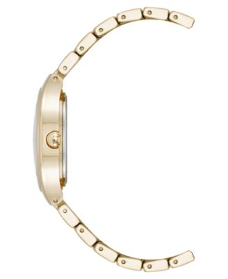 Women's Quartz Everyday Cushion Black and Gold-Tone Alloy Metal Bracelet Watch, 32mm