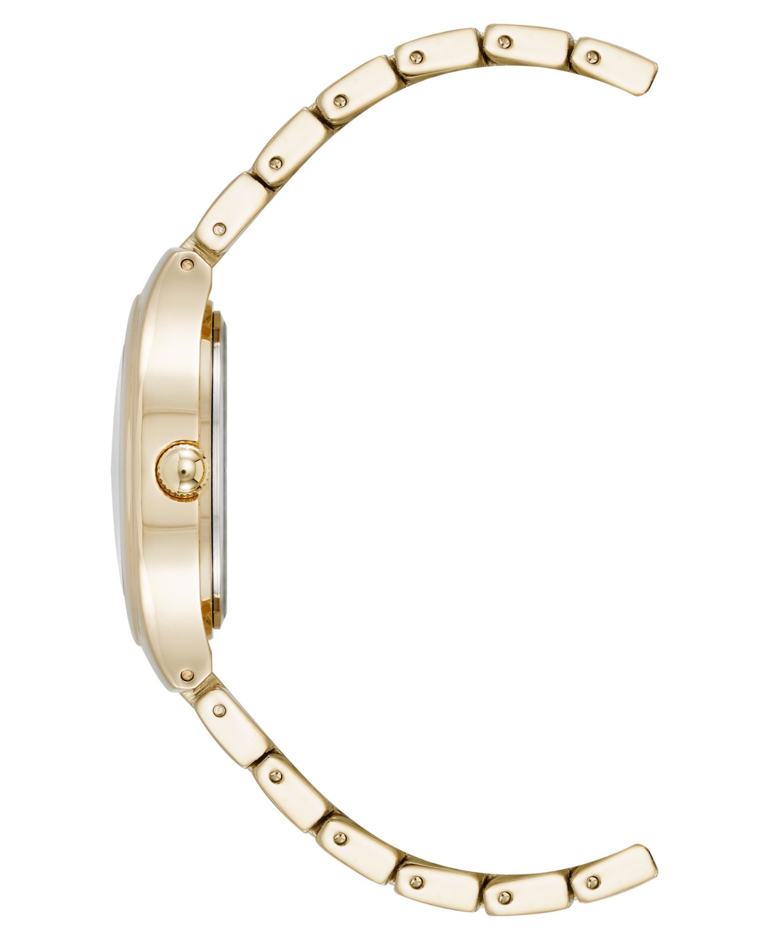 Women's Quartz Everyday Cushion Black and Gold-Tone Alloy Metal Bracelet Watch, 32mm