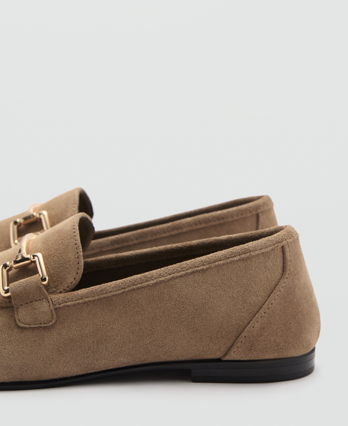 Mango Women's Suede Leather Moccasins -Pastel Brown
