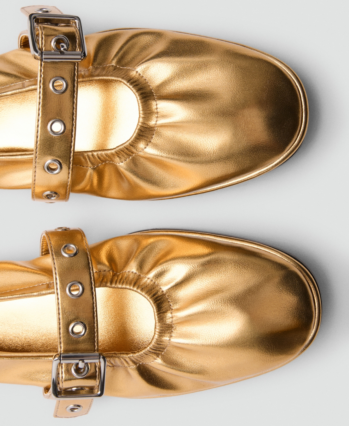 Mango Women's Round Toe Buckle Ballerinas