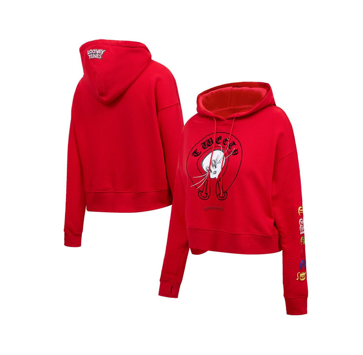 Women's Looney Tunes Tweety Bird Cropped Pullover Hoodie