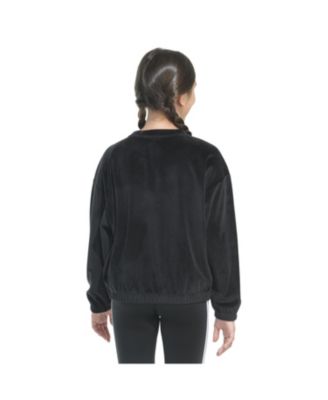 Big Girls Long Sleeve Rib Velour Crewneck Pullover Sweatshirt