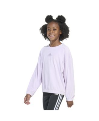 Big Girls Long Sleeve Rib Velour Crewneck Pullover Sweatshirt