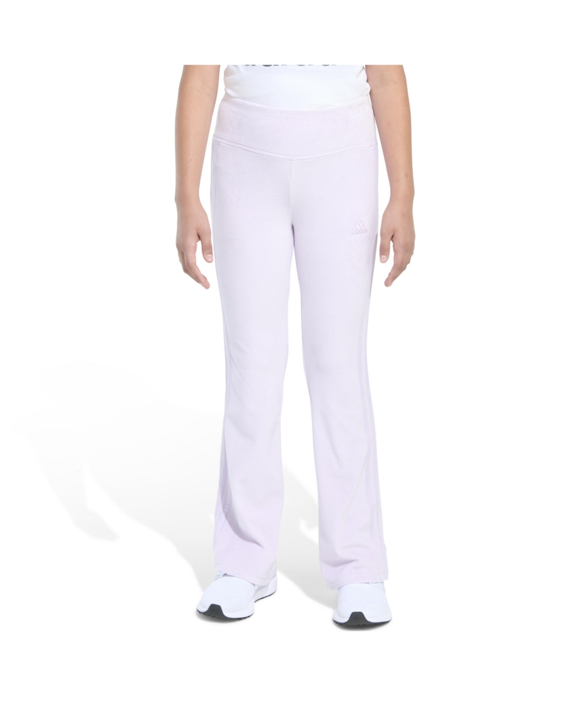 Adidas Originals Kids' Big Girls Rib Velour Vented Flare Leg Pant In Ice Lavender