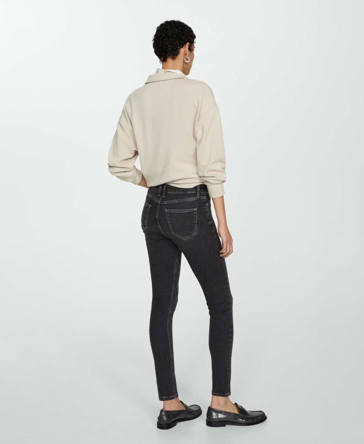 Shop Mango Women's Newisa Medium-rise Skinny Jeans In Open Gray