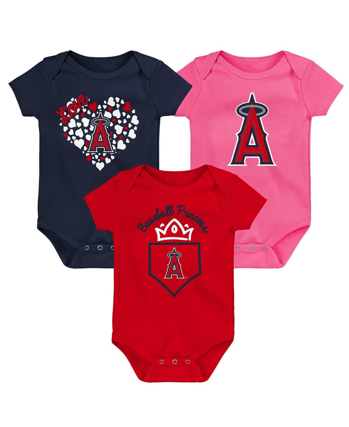 Outerstuff Baby Girls Fanatics Los Angeles Angels 3-pack Home Run Bodysuit Set In Multi