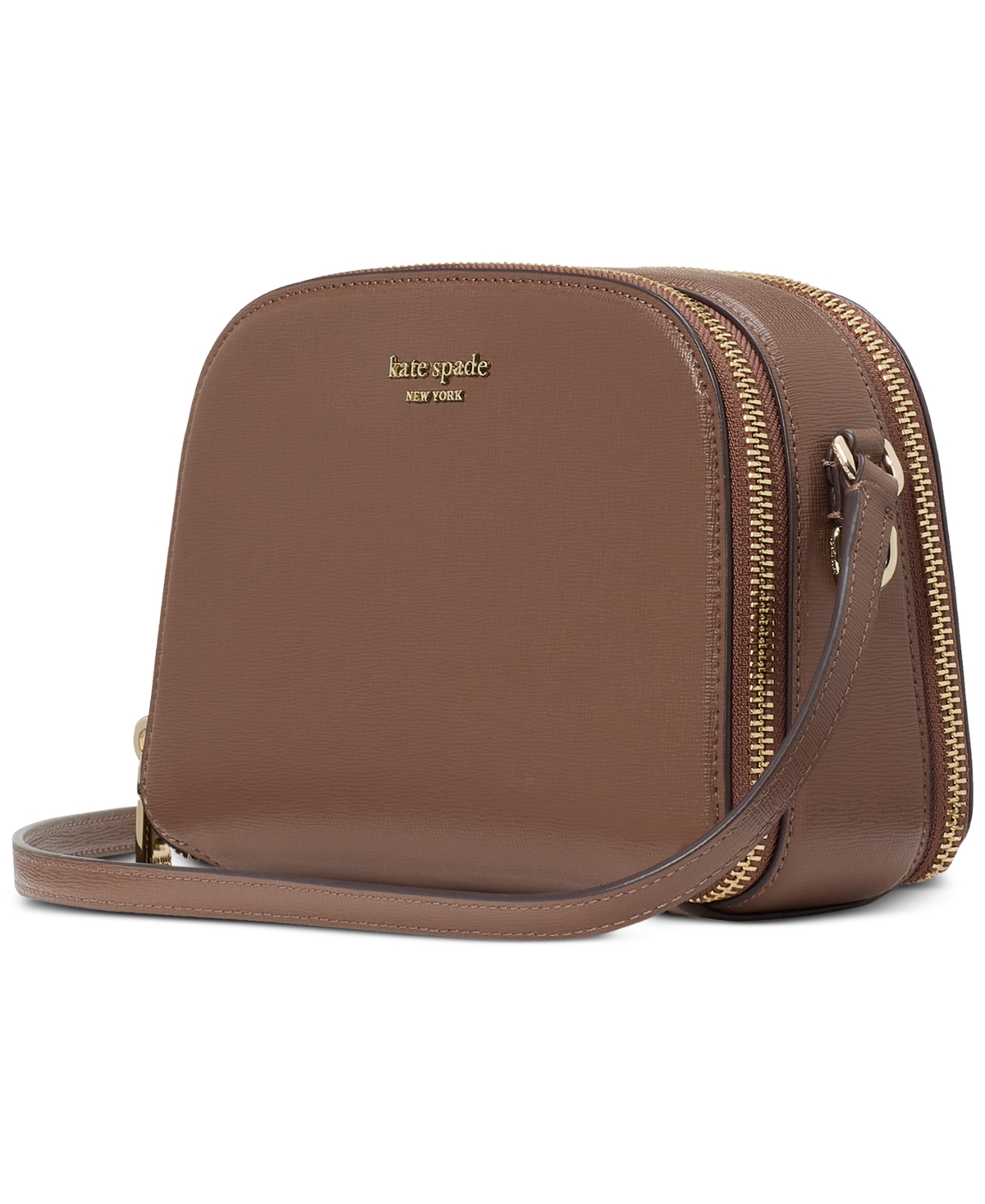 kate spade new york Devin Saffiano Leather Double Zip Dome Crossbody Bag