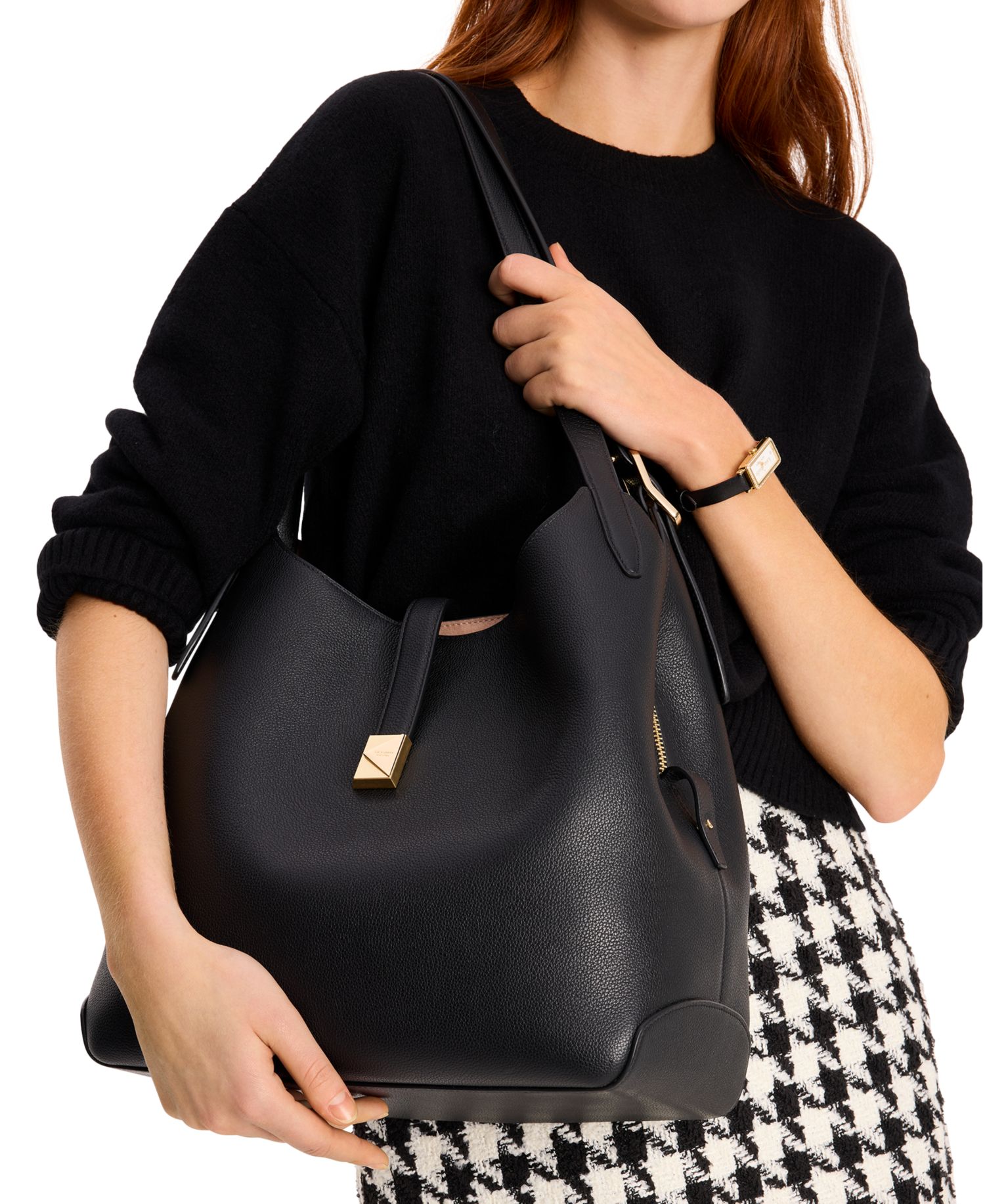 Deco Large Pebbled Leather Tote Bag