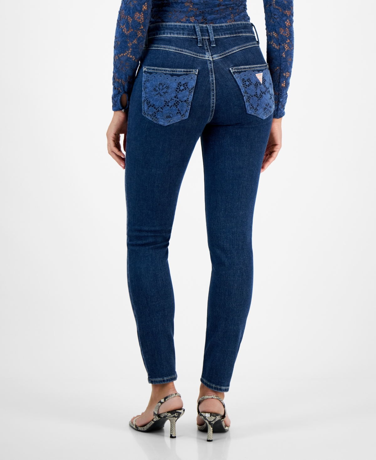 Guess Women's 1981 Lace-Pocket High-Rise Skinny Jeans