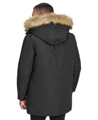 Men's Long Parka with Faux-Fur Lined Hood
