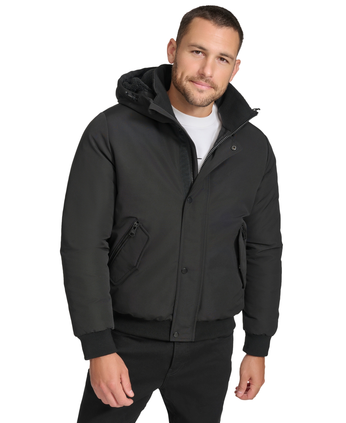 Calvin Klein Arctic Faille Water Resistant Parka In Black