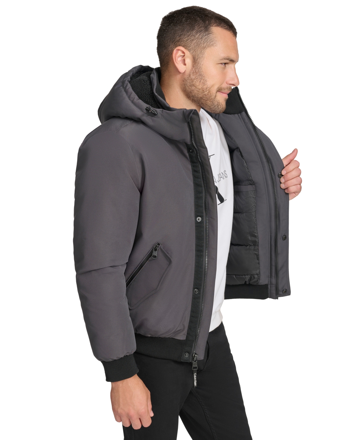Calvin Klein Ckm Short Parka Ocm4 In Iron