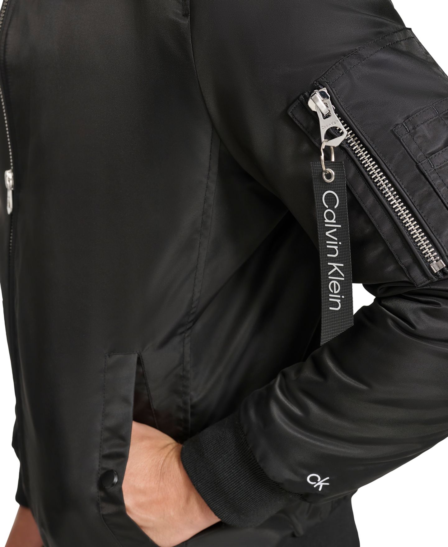 Мужская куртка Calvin Klein Classic MA-1 Nylon Bomber, цвет: Чёрный — фото 4
