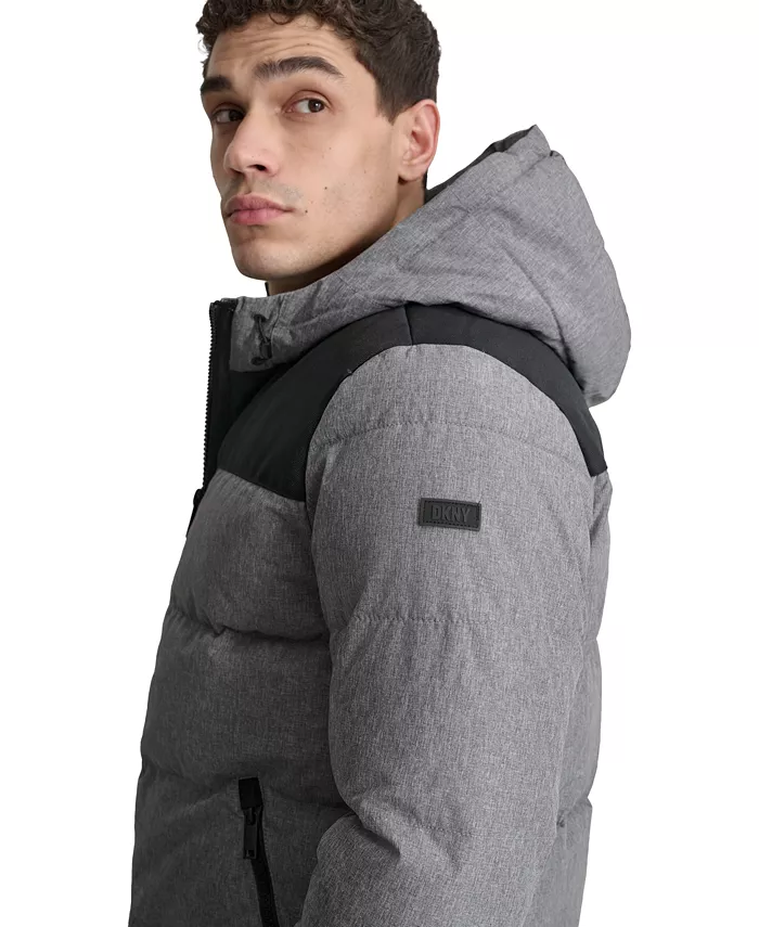 Men's Mixed-Media Puffer Coat - thumbnail 3