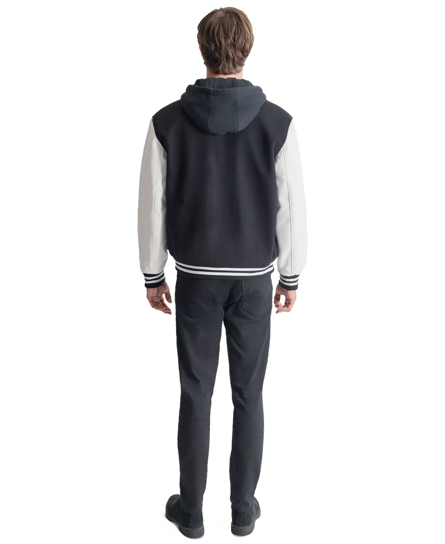 Men's Colorblocked Removable Hood Varsity Jacket