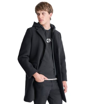 Men's Removable Hood Notch-Lapel Coat