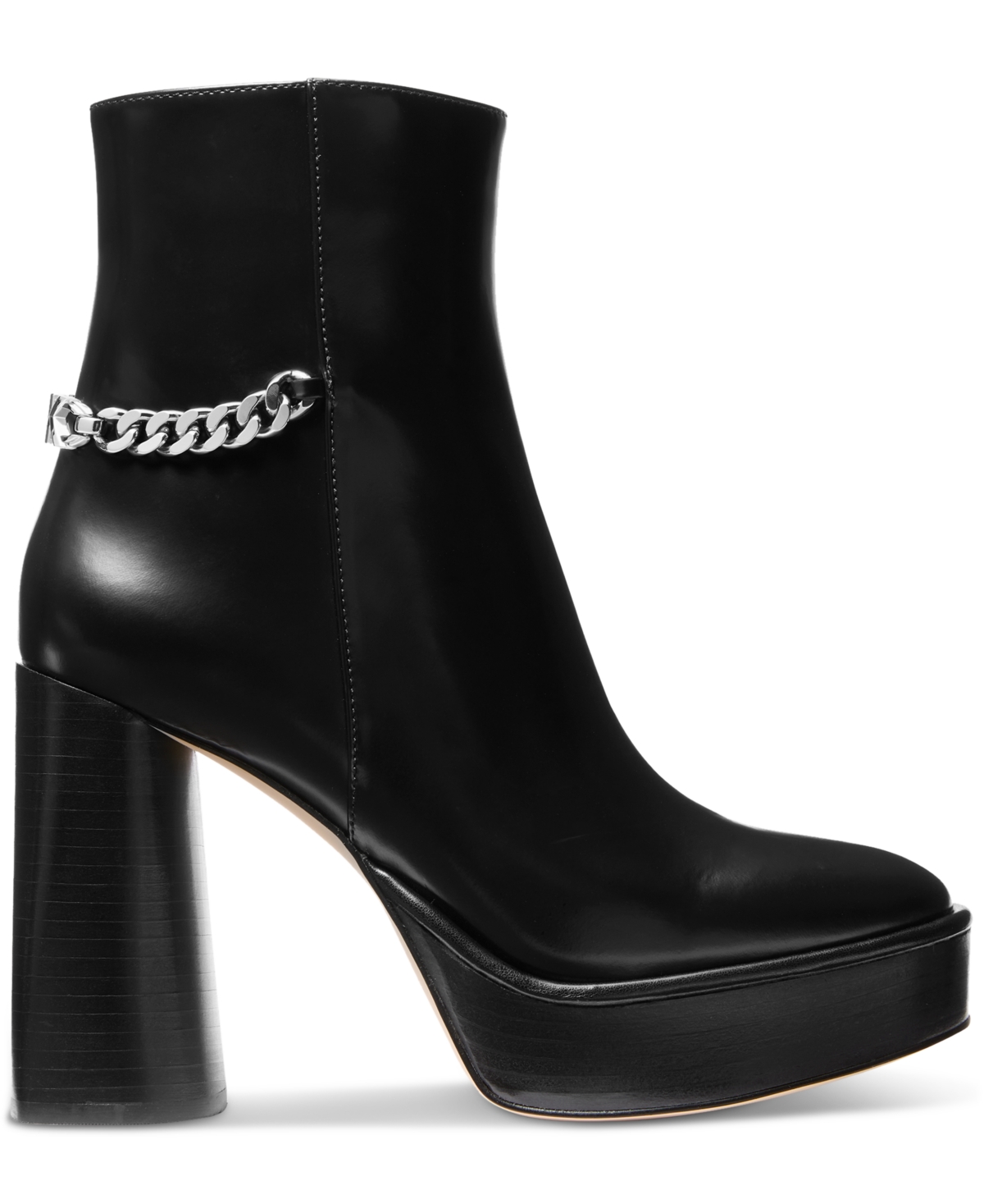 Michael Kors Michael  Women's Carlisle Chain-detail Black High Heel Platform Booties In Black