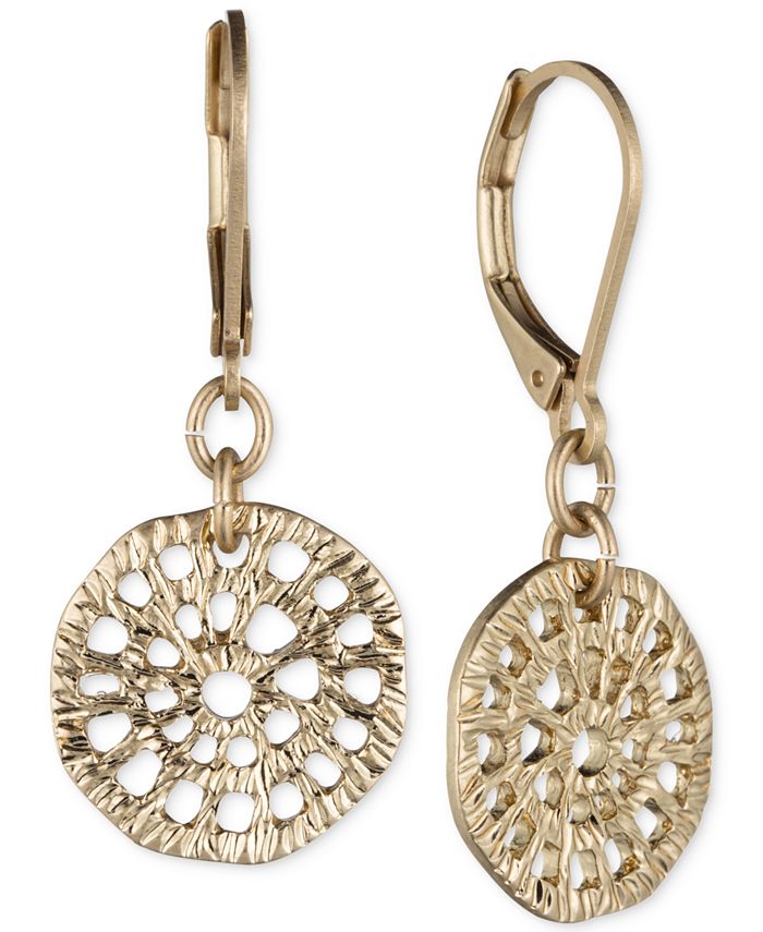 lonna & lilly - Gold-Tone Textured Disc Drop Earrings