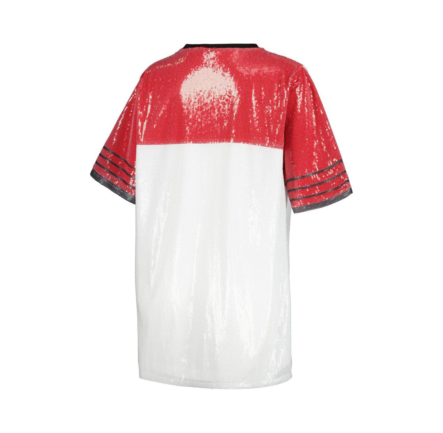 Women's White Wisconsin Badgers Chic Full Sequin Jersey Dress