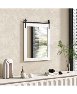 30 x 22 Inch Wall Mount Mirror with Wood Frame