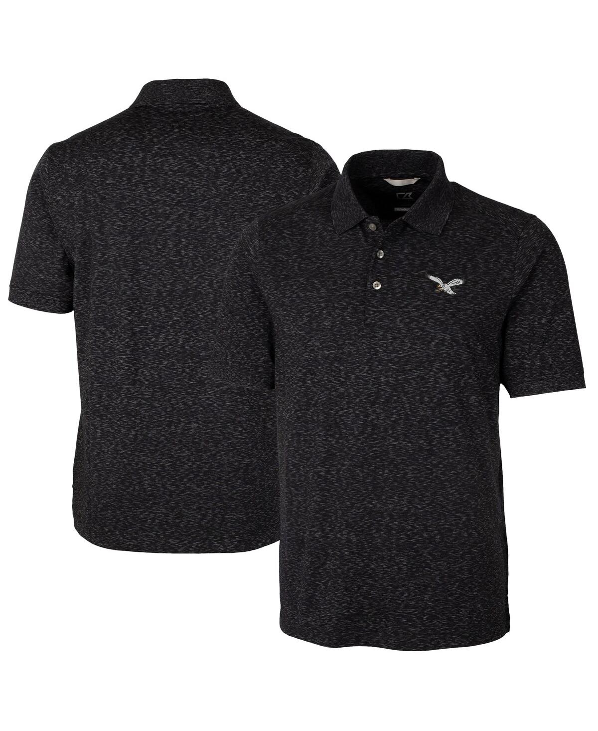 Cutter & Buck Men's Philadelphia Eagles Advantage Tri-blend Space Dye Polo In Black