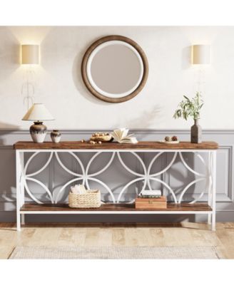 70.9-Inch Narrow Sofa Table, Industrial Long Sofa Table Behind Couch for Entryway, Living Room, Foyer, Unique Design