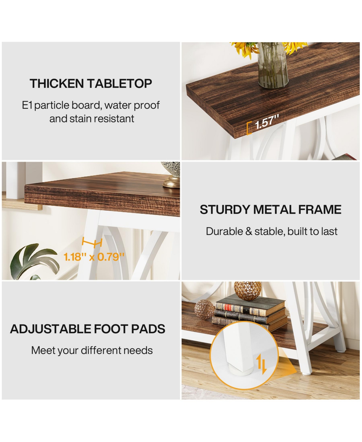 Tribesigns 70.9 inch Extra Long Console Table, Industrial Sofa Table Behind Couch with 2 Tier Storage Shelf, Narrow Entryway Hallway Accent Table for