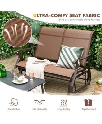 2-Person Patio Glider Bench with High Back and Curved Armrests