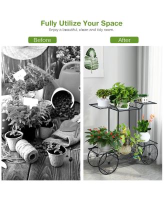 6-Tier Garden Cart Flower Rack Display Decor Pot Plant Holder