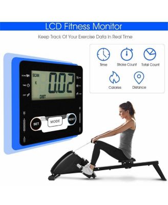 Foldable Quiet Operated Fitness Rowing Machine with 10 Level Adjustable Resistance