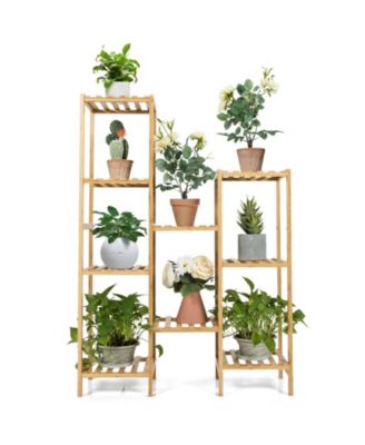 9-Tier Bamboo Plant Stand for Living Room Balcony Garden