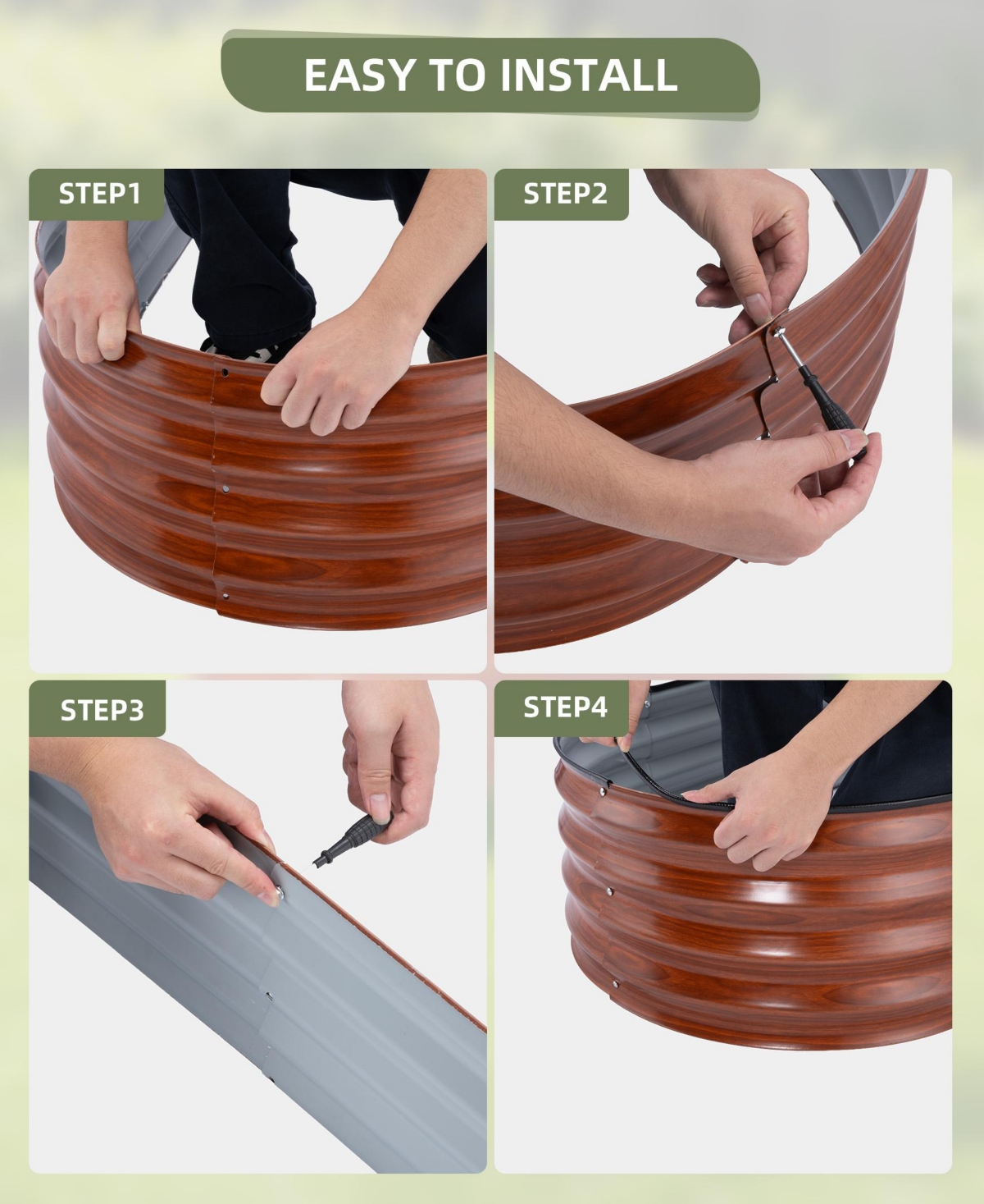 32in Wood Planter Box with Trellis Mobile Raised Bed for Climbing Plant