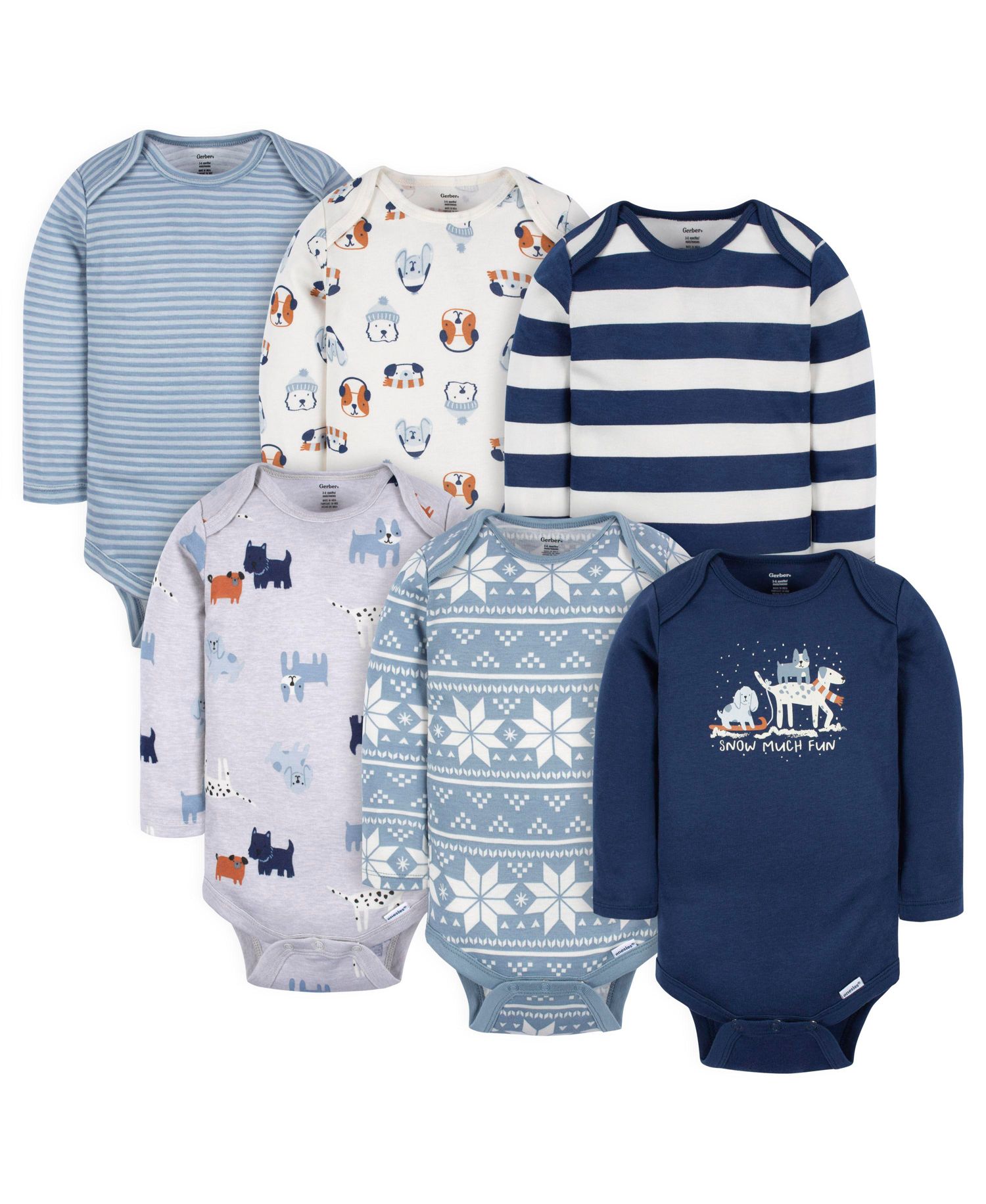 Baby Boys Long Sleeve Onesies Bodysuits, 6-Pack