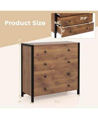 4-Drawer Dresser Modern Chest of Drawers Wooden Storage Dresser