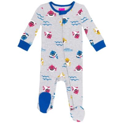 Baby Boys Pinkfong Shark 2 Pack Zip Up Sleep N' Play Coveralls