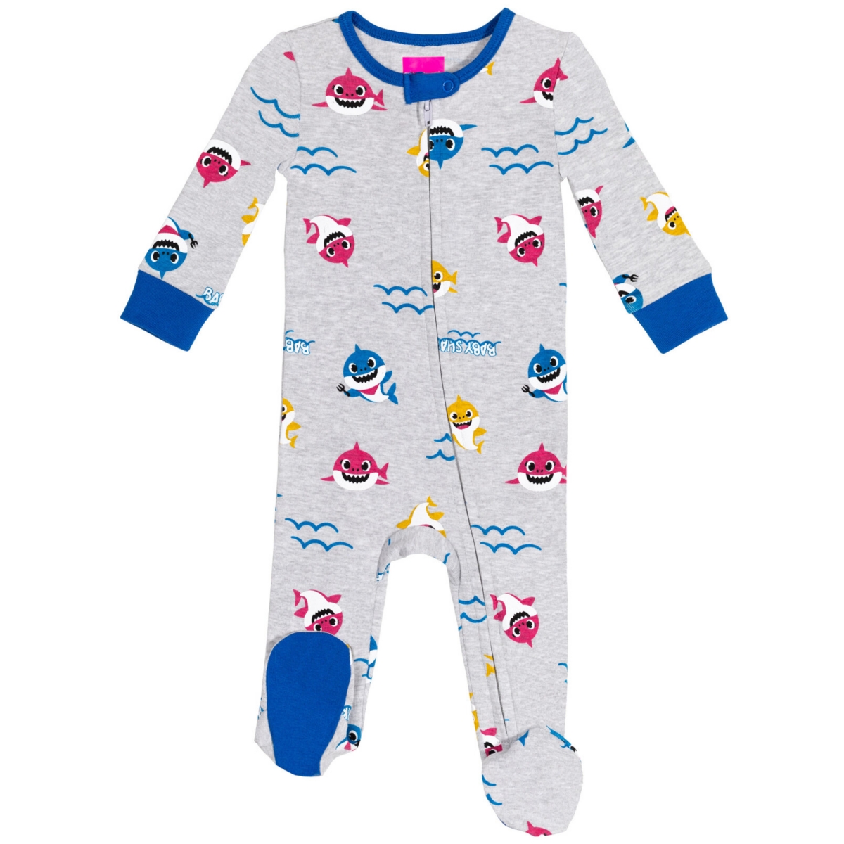 Pinkfong Baby Boys Mommy Shark Daddy Shark Baby Shark 2 Pack Zip Up Sleep N' Play Coveralls Newborn to -blue