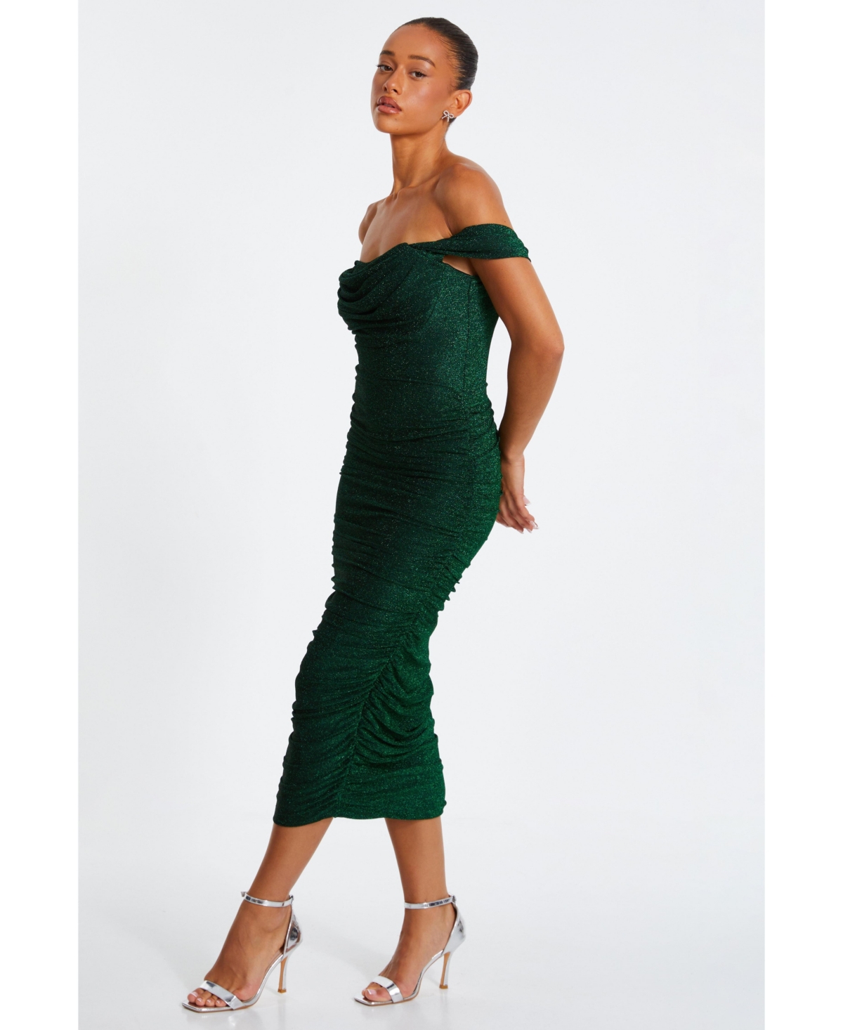 Quiz Women's Bardot Ruched Midi Dress