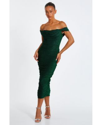 Bardot ruched midi dress online