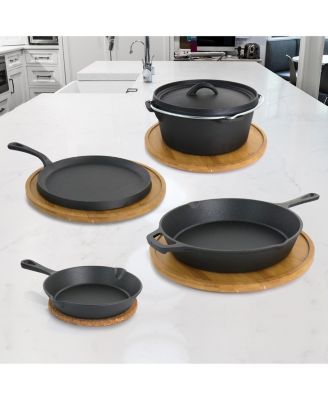 Pre-Seasoned Cast Iron 5-Piece Kitchen Cookware Set, Pots and Pans