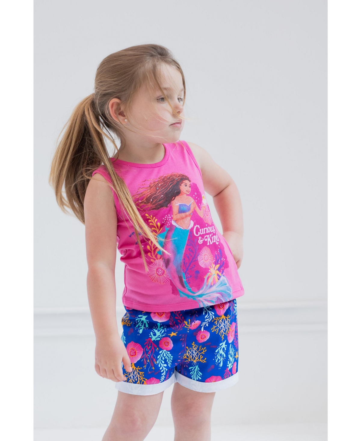 Disney Toddler Girls Princess Ariel Mermaid Live Action Movie Tank Top and Twill Shorts Outfit Set to