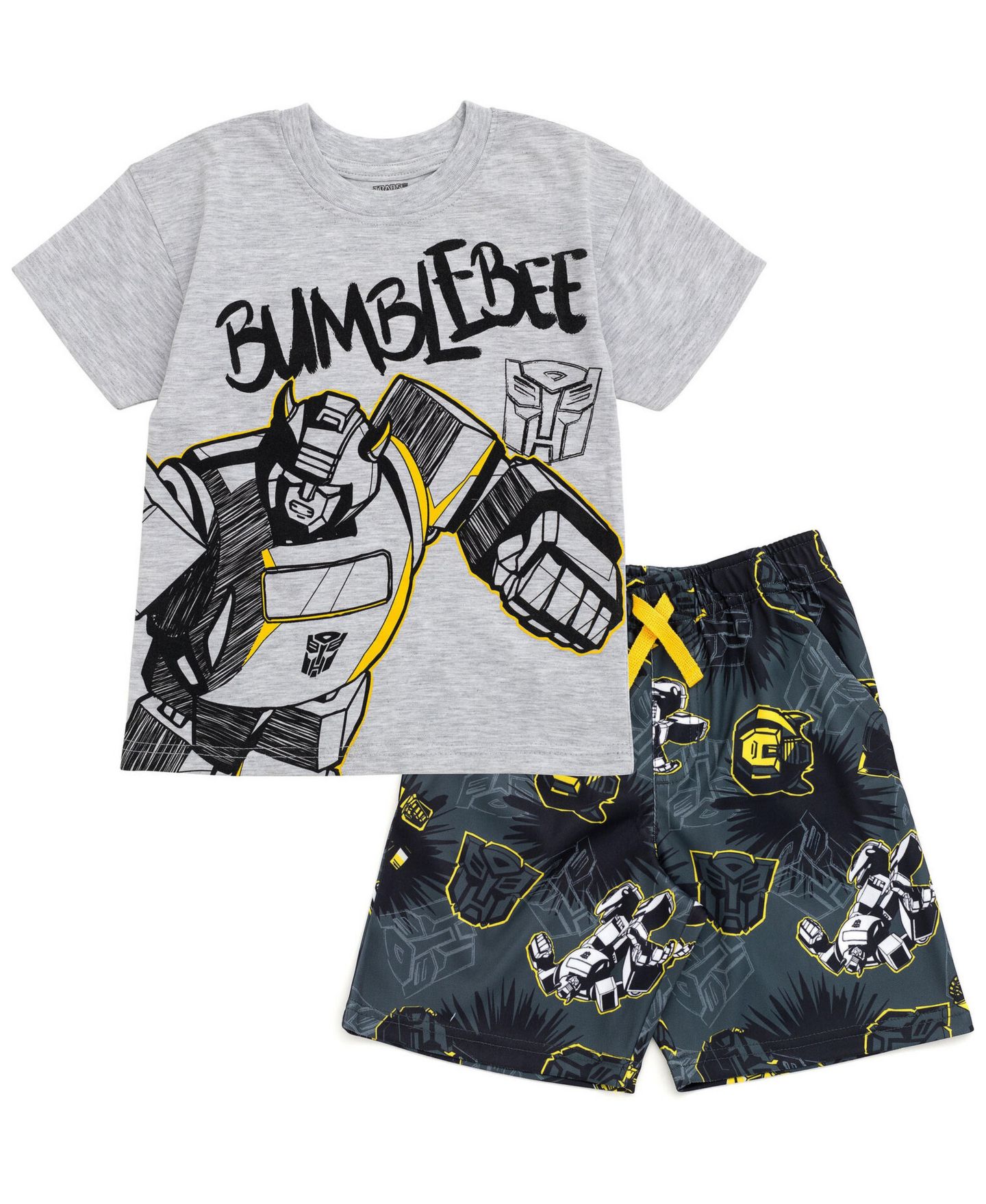 Детский комплект Transformers Little Boys Bumblebee Athletic 2-Piece T-Shirt and Shorts Set, цвет: Серый — фото 1