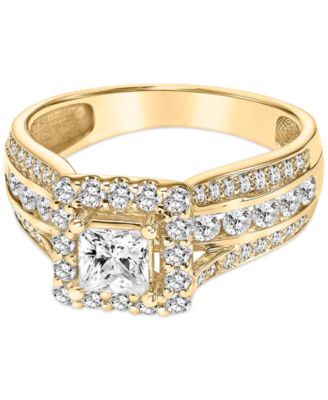 Diamond Princess Halo Triple Row Engagement Ring (1-1/2 ct. t.w.) in 14k Gold
