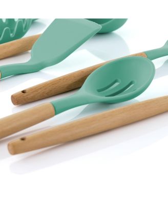  Set of 9 Silicone and Wood Cooking Utensils