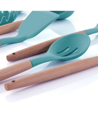  Set of 9 Silicone and Wood Cooking Utensils