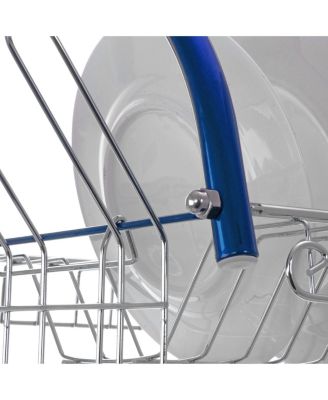 16 Inch Two Shelf Iron Wire Dish Rack in Blue
