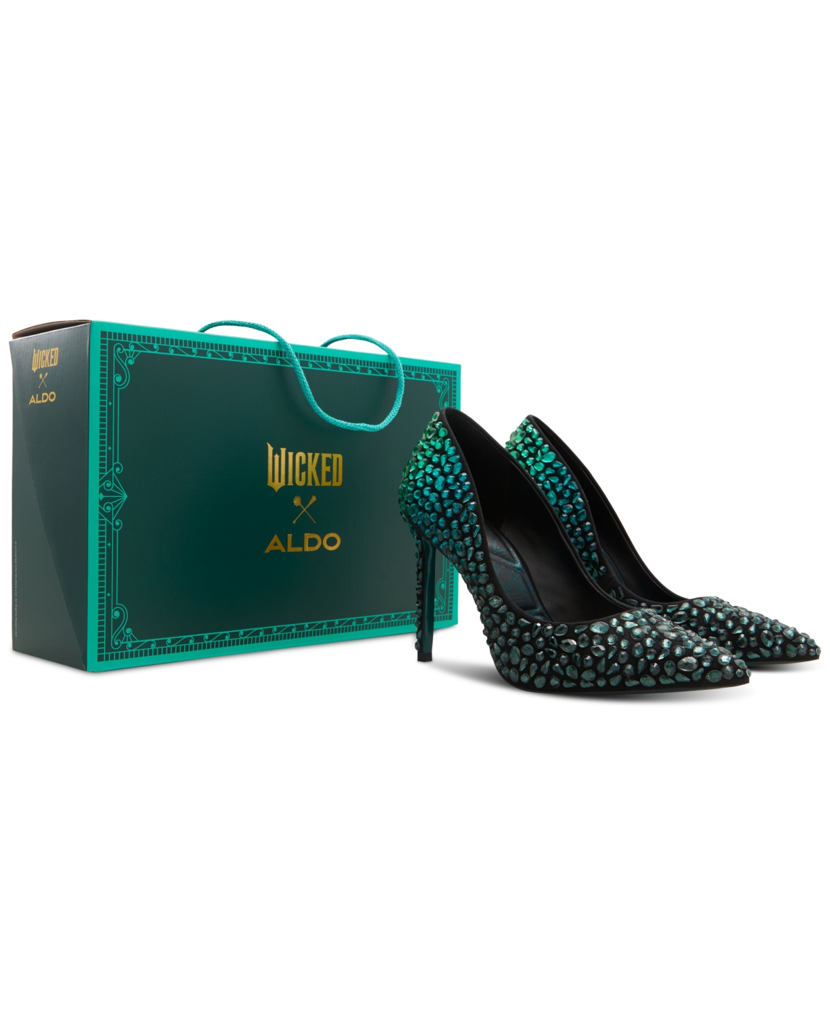 Aldo x Wicked Women's Thegreenelixir Pointed-Toe Rhinestone Pumps -Dark Green Ombre Rhinstone