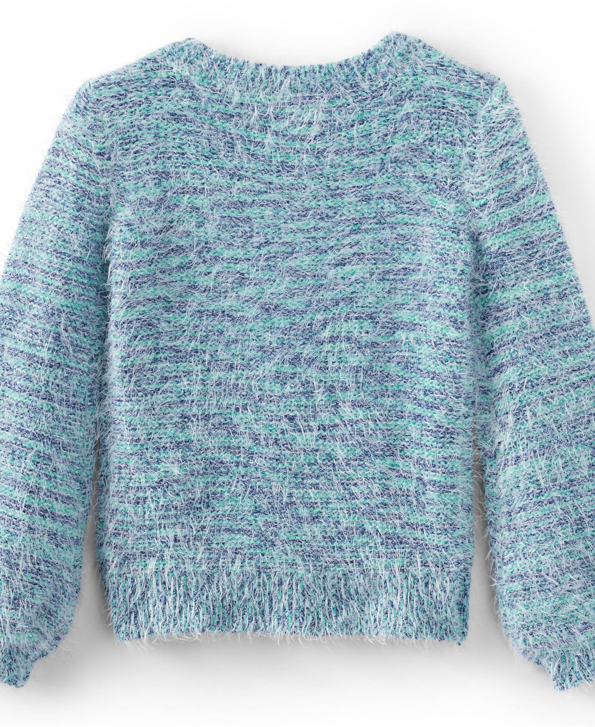 Lands' End Girls Chenille Blouson Sleeve Sweater -white multi