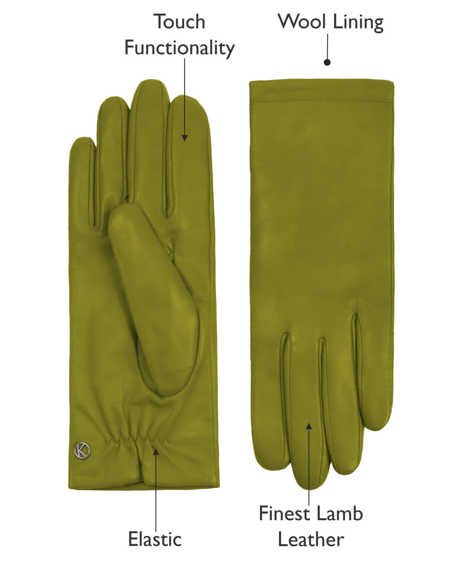 Women`s Premium Lamb Leather Touchscreen Gloves Style Chelsea