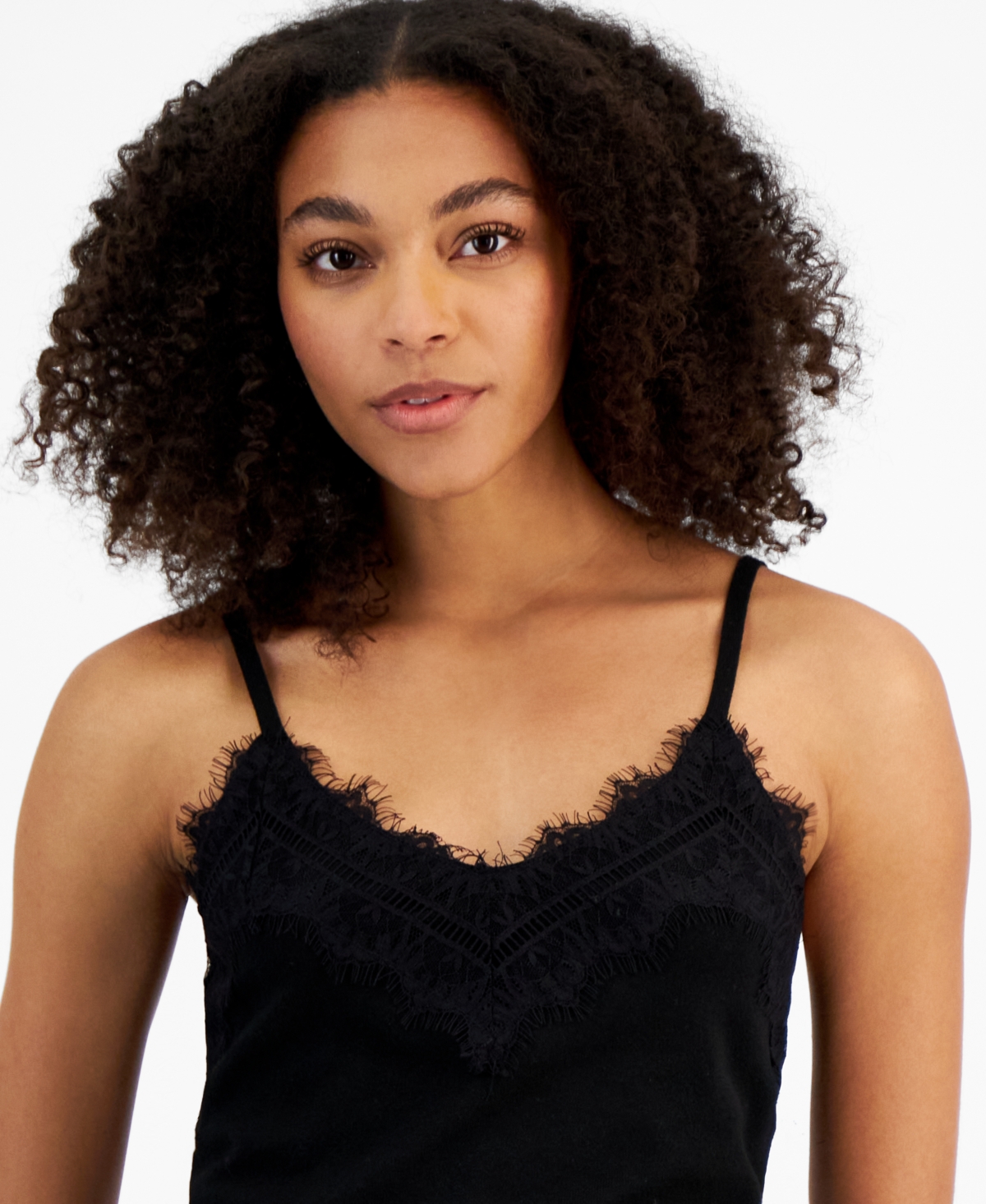 Guess Women's Mena Lace-trim V-neck Sleeveless Top In Black