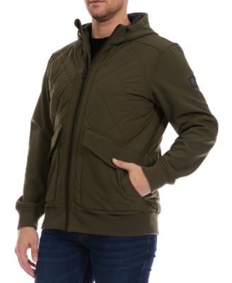 Men's Diamond Quilted Hooded Softshell Bomber Jacket